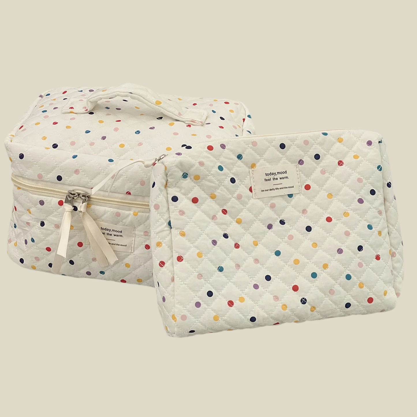 Kosmetyczka organizer pikowana w kolorowe kropki