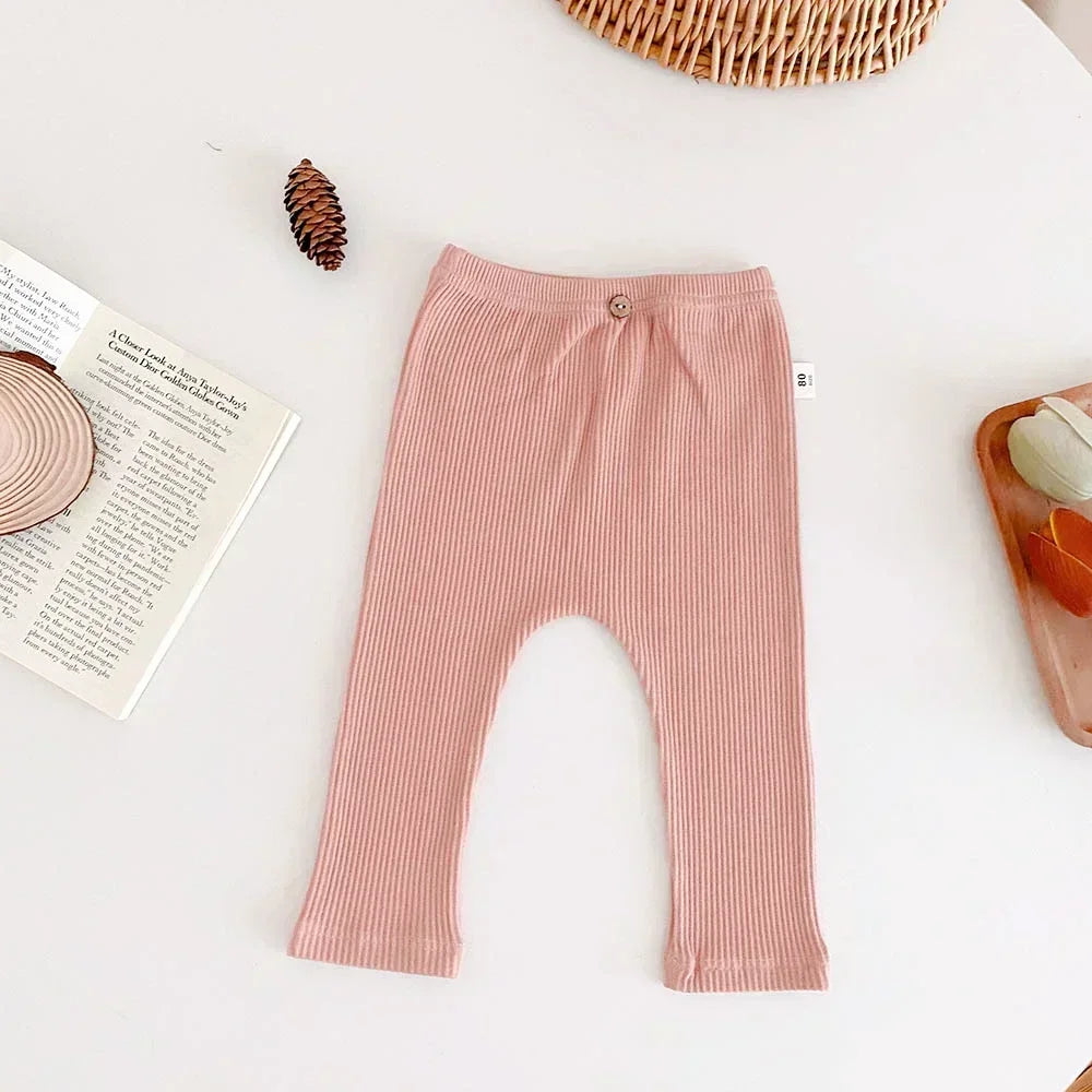 Legginsy dziecięce z prążkowanej bawełny