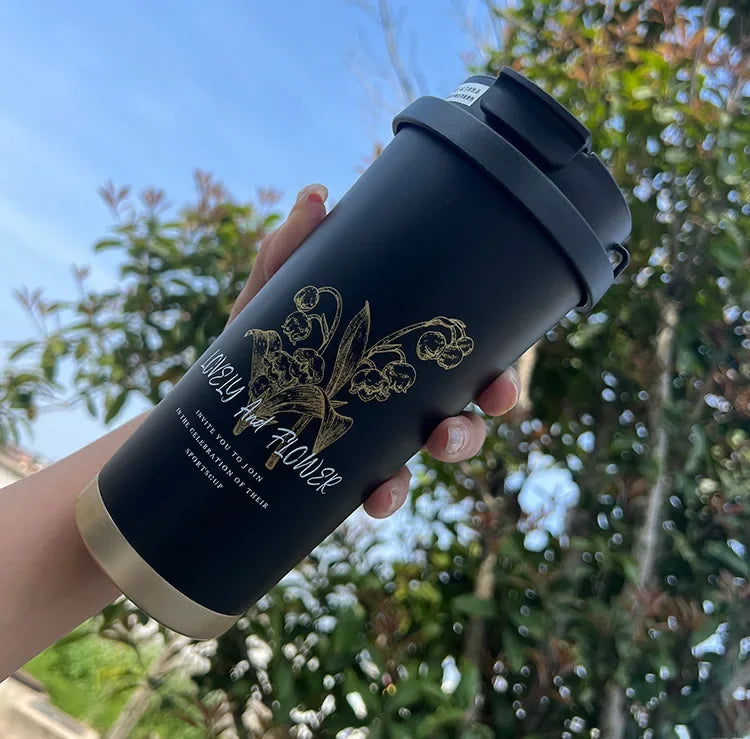 Kubek termiczny dla mam – stalowy, 500 ml, ze słomką i zakrętką