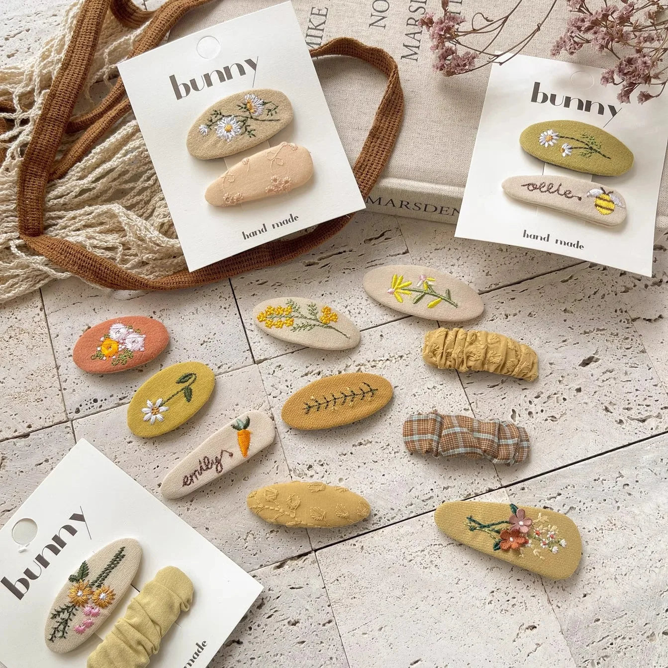 Spinki do włosów botaniczne wzory