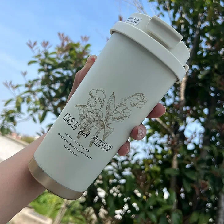 Kubek termiczny dla mam – stalowy, 500 ml, ze słomką i zakrętką