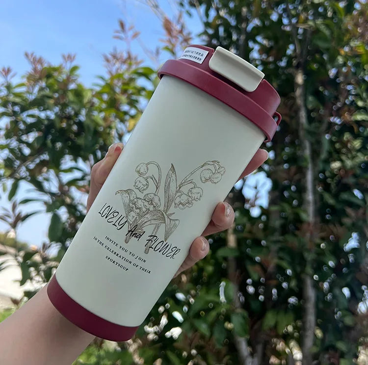 Kubek termiczny dla mam – stalowy, 500 ml, ze słomką i zakrętką